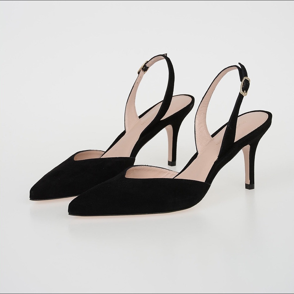 Stuart Weitzman Sleek Pump Slingback Black Suede